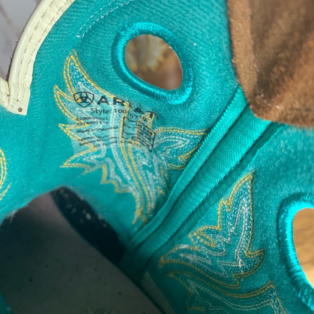 Ariat Leather Cowboy Boots Size 6.5 Teal Brown - Picture 6 of 7